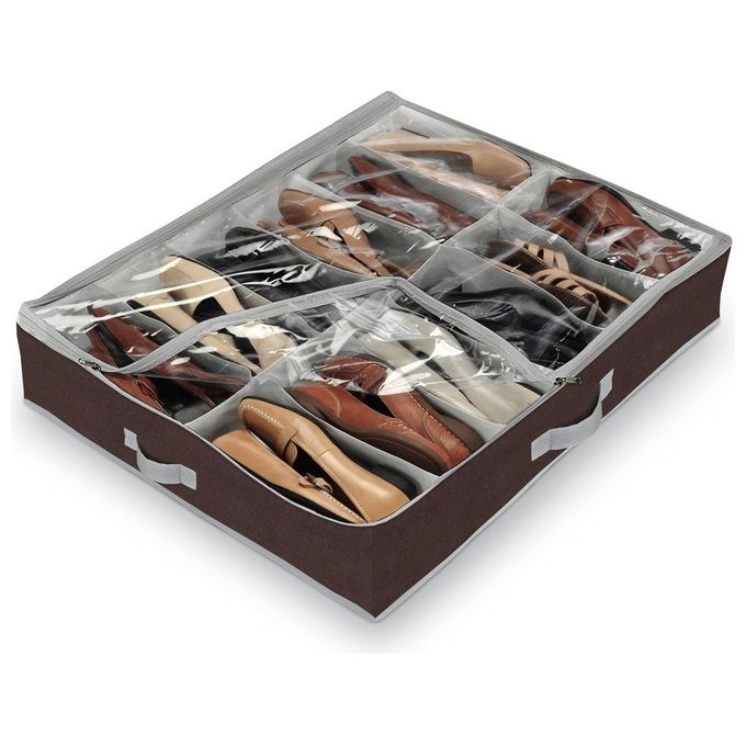 Domopack Living Custodia per 12 Scarpe Marrone 76x60x15 Cm