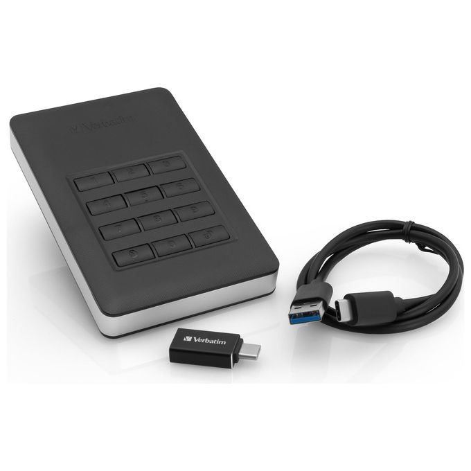Verbatim Disco Rigido Esterno 1Tb Usb 3.1 Gen1 Storengo Crittografato Accesso con Tastierino Numerico Aes 256bit