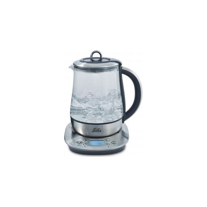 Solis 962.35 Tea Kettle Digital Bollitore Elettrico 1,2 L 1400 W Controllo Temperatura Regolabile da 50°C a 100°C Filtro Te' Rimovibile Base Girevole 360° Display LCD colore Acciaio Inox Trasparente
