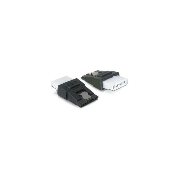 DeLOCK 65046 Adattatore Alimentazione 4pin Molex Femmina a SATA 15pin Femmina con Clip Metallica colore Nero
