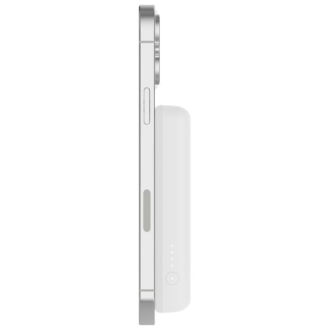 Belkin BPD004 BoostCharge Power Bank Wireless Magnetica MagSafe 5000 mAh 7,5 W con Supporto colore Bianco