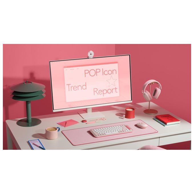 Logitech 920-013117 POP Icon Combo Tastiera e Mouse Wireless Bluetooth QWERTY Italiano Silenzioso con Tasti Programmabili e Tecnologia SilentTouch colore Rosa e Bianco
