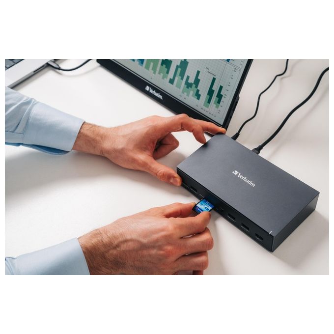 Verbatim 32172 CDS-17 Stazione di Docking USB-C 17 Porte HDMI 8K USB 10 Gbit-s RJ45 Gigabit SD microSD Alimentazione 100W colore Nero Grigio