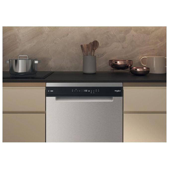Whirlpool W7FHP43X MaxiSpace Lavastoviglie Libera Installazione 15 coperti Classe C 43 dB AquaStop (85x60x59 cm) colore Inox