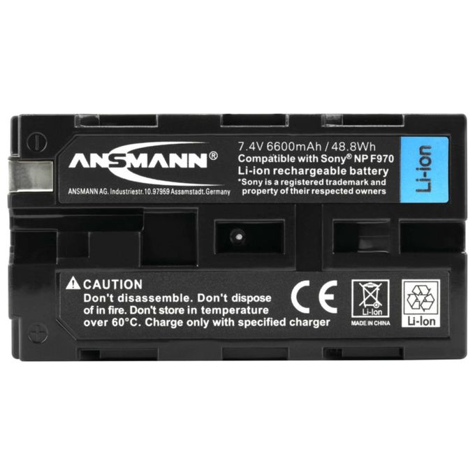 Ansmann 1400-0078 Batteria Ricaricabile Li-Ion 6600 mAh 7,4 V Sostituisce Sony NP-F970 colore Nero