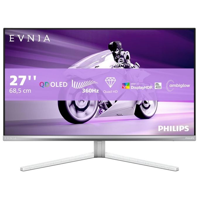 Philips 27M2N8500 Evnia 8000 Monitor Gaming QD-OLED 27'' QHD 2560x1440 360Hz 0.03ms HDR400 FreeSync G-Sync Altoparlanti colore Bianco