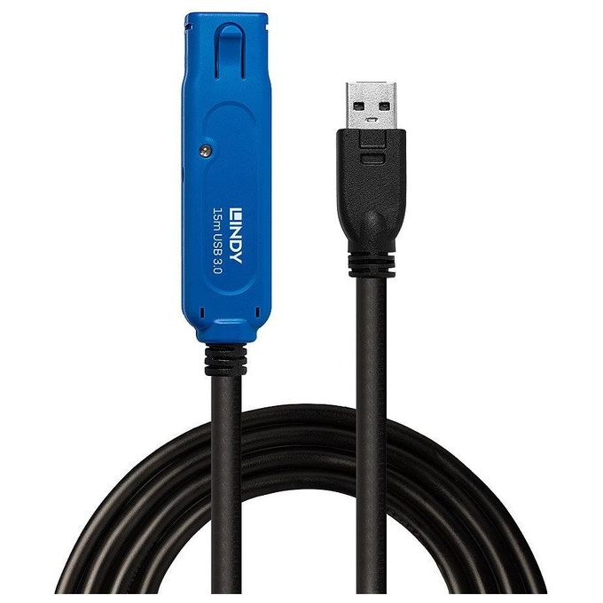 Lindy 43229 Prolunga Attiva USB 3.2 Gen 1 15 m USB A Maschio Femmina colore Nero