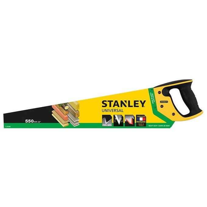 Stanley 1-20-003 Segaccio Universale a Mano 45 cm 9 TPI denti temprati affilatura doppio bisello colore Giallo