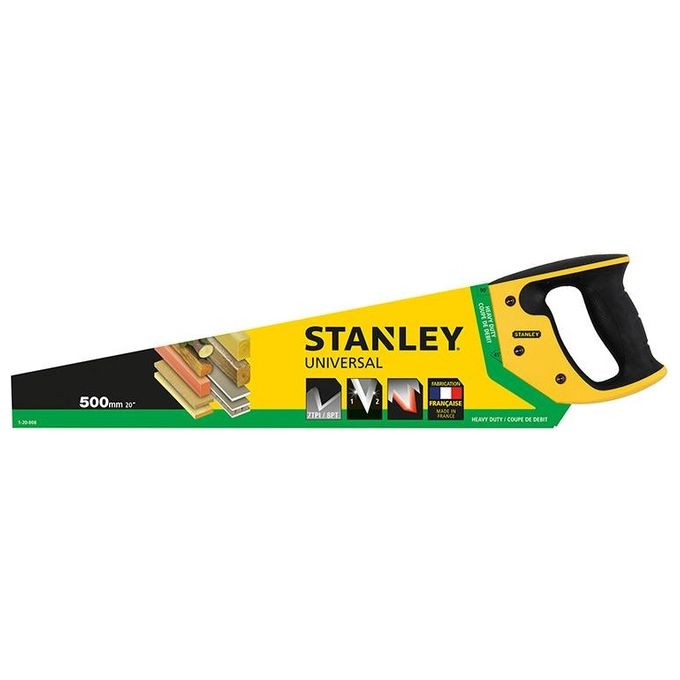 Stanley 1-20-003 Segaccio Universale a Mano 45 cm 9 TPI denti temprati affilatura doppio bisello colore Giallo
