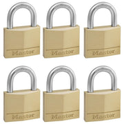 Master Lock 140EURSIX Confezione da 6 Lucchetti con Chiavi in Ottone Oro 6x4x1.3cm