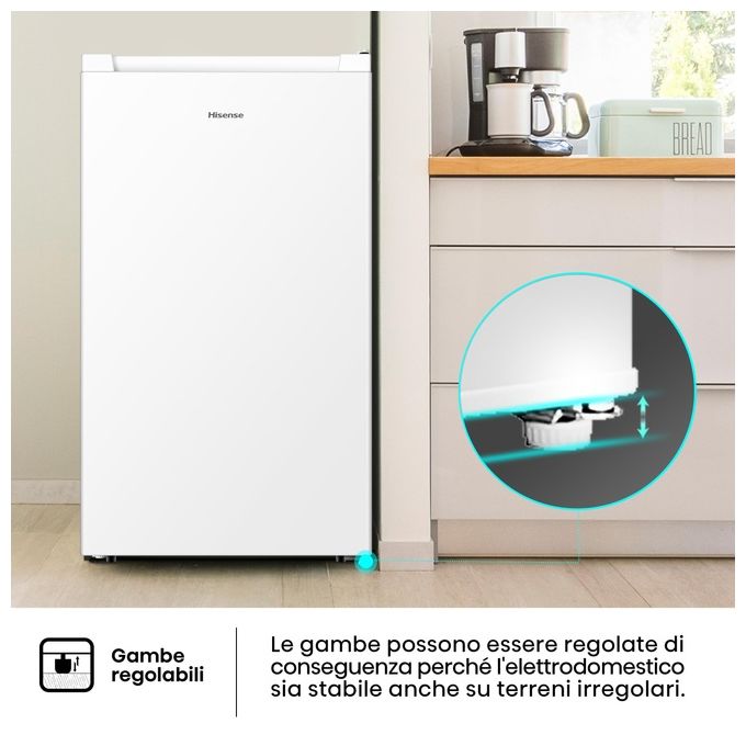 Hisense FV78D4AWE Congelatore Verticale 61 L 84 cm Classe E 38 dB Libera Installazione 3 Cassetti Porta Reversibile colore Bianco