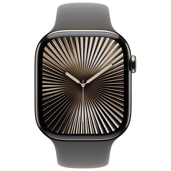 Apple MWYA3QL-A Apple Watch Series 10 Smartwatch GPS + Cellular Cassa 46 mm Titanio Naturale con Cinturino Sport Loop Grigio Pietra M-L colore Grigio pietra
