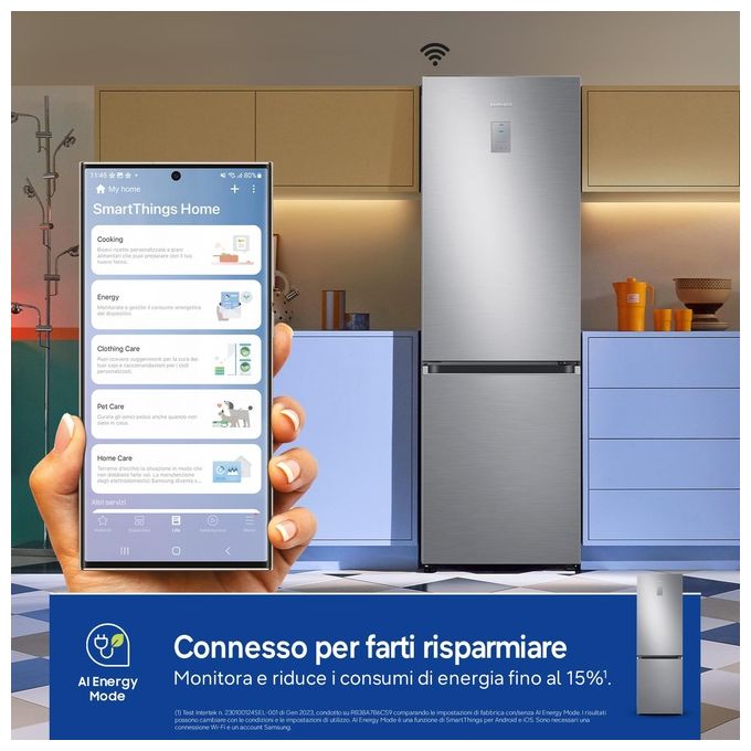 Samsung RB34C775CS9 EcoFlex AI Frigorifero Combinato 344 L 185 cm Classe C 35 dB No Frost Wi-Fi SpaceMax colore Inox