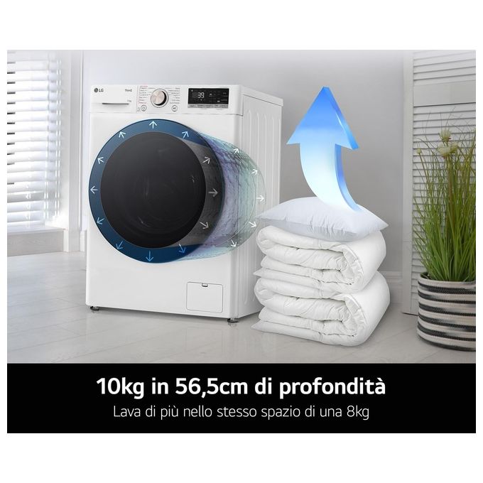 LG F4R7010TSWG Serie R7 Lavatrice Frontale 10 Kg 1400 rpm Classe A AI DD TurboWash 360 Vapore Wi-Fi (85x60x56.5 cm) colore Bianco