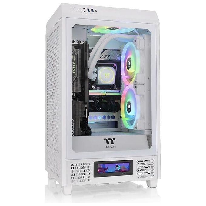 Thermaltake CA-1X9-00S6WN-00 The Tower 200 Case PC Mini Tower Mini-ITX con Pannello in Vetro Temperato e Supporto GPU fino a 38 cm colore Bianco