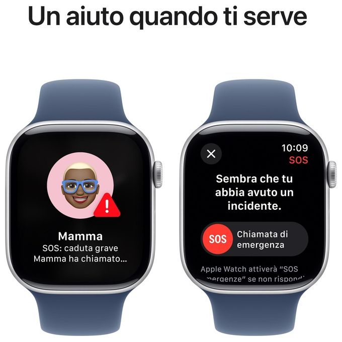 Apple MWWL3QL-A Apple Watch Series 10 GPS Smartwatch 46 mm con cassa in alluminio Argento e cinturino Sport Loop Denim colore Denim