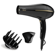 Ga.ma GH0825 Bora Ion Gold Asciugacapelli 2200 W Motore DC Ionico Ceramica 6 combinazioni bocchetta e diffusore colore Nero