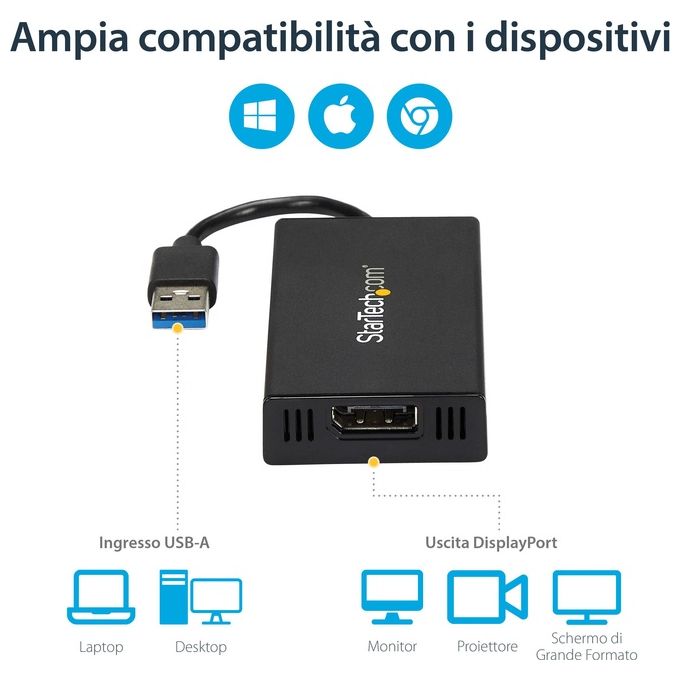 StarTech.com Adattatore Convertitore Usb3.0 a Displayport Ultra hd 4k
