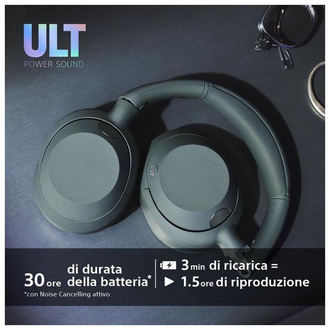 Sony WHULT900NW ULT WEAR Cuffie a Padiglione Bluetooth Noise Cancelling Driver 40mm Autonomia 30h colore Bianco