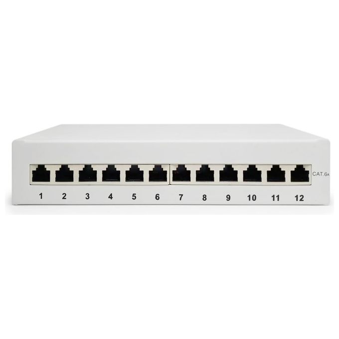 Digitus Pannello Patch Desktop per Reti Cat 6a Classe Ea 12 Porte Grigio