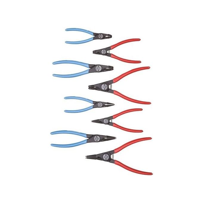 GEDORE 1692275 Set di Pinze di Montaggio 8 Pezzi per Anelli di Sicurezza Interni ed Esterni con Ganasce Dritte e a 90° in i-BOXX 72 colore Nero