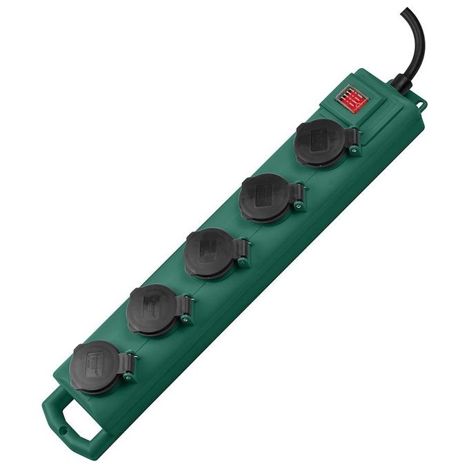 Brennenstuhl SuperSolid SL-554 Ciabatta Elettrica da Giardino con 5 Prese Cavo da 5mt con Interruttore IP54 48cm Verde