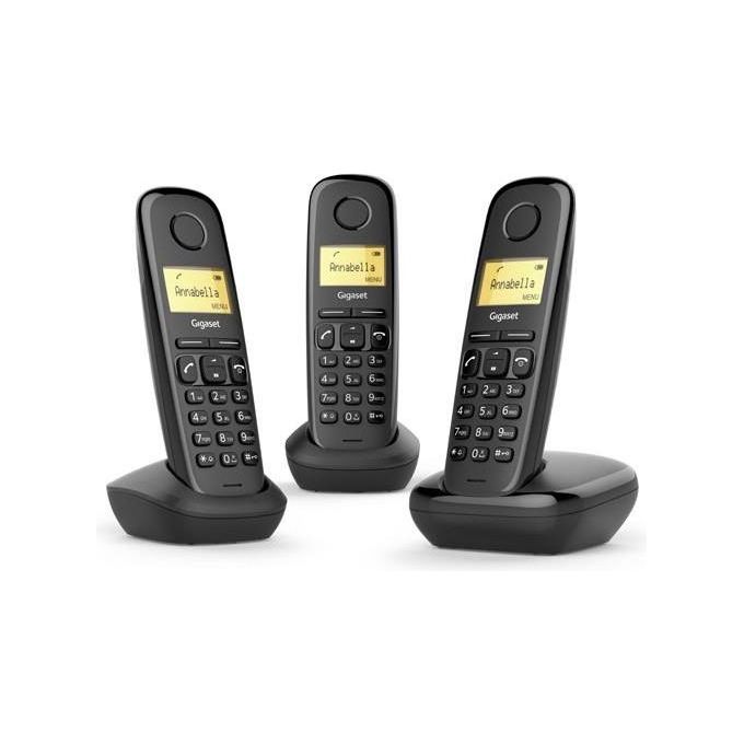 Gigaset A170 Trio Tris Cordless DECT  Display 1,5'' Rubrica Nero