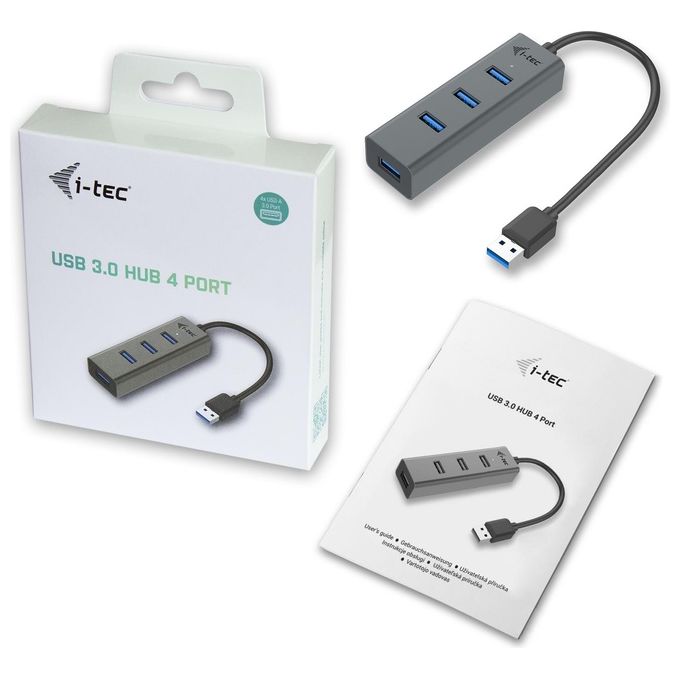 I-tec Metal U3HUBMETAL403 Hub di Interfaccia Usb 3.0 Type-A 5000Mbit-s Grigio
