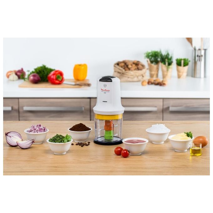 Moulinex AT723110 La Moulinette Tritatutto Multifunzione 6 in 1 500W 0.5L 2 Velocita' 4 Lame colore Bianco