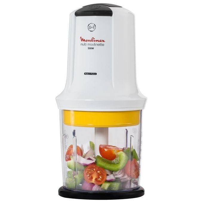 Moulinex AT723110 La Moulinette Tritatutto Multifunzione 6 in 1 500W 0.5L 2 Velocita' 4 Lame colore Bianco