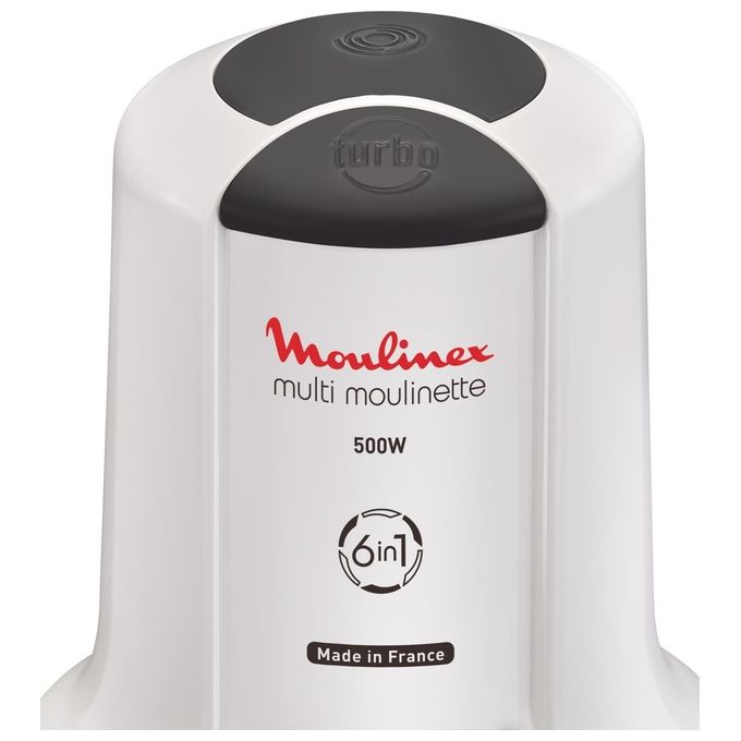 Moulinex AT723110 La Moulinette Tritatutto Multifunzione 6 in 1 500W 0.5L 2 Velocita' 4 Lame colore Bianco