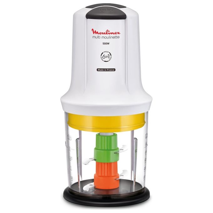Moulinex AT723110 La Moulinette Tritatutto Multifunzione 6 in 1 500W 0.5L 2 Velocita' 4 Lame colore Bianco