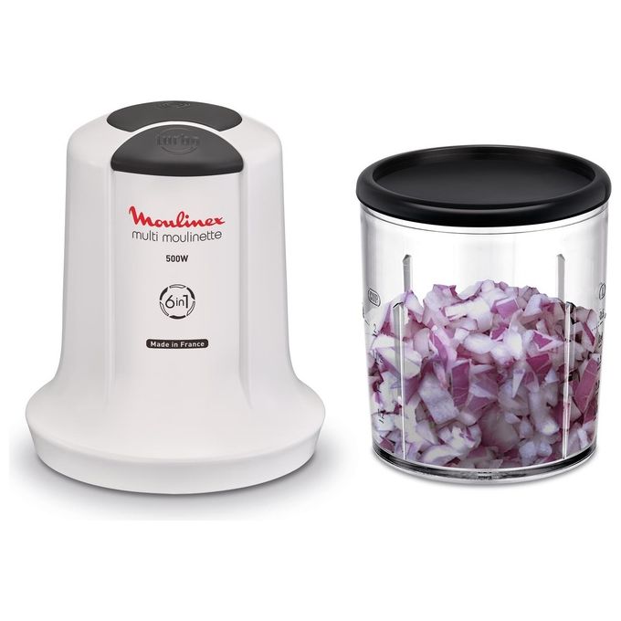 Moulinex AT723110 La Moulinette Tritatutto Multifunzione 6 in 1 500W 0.5L 2 Velocita' 4 Lame colore Bianco