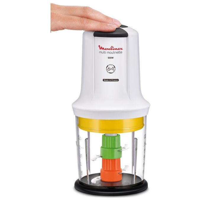 Moulinex AT723110 La Moulinette Tritatutto Multifunzione 6 in 1 500W 0.5L 2 Velocita' 4 Lame colore Bianco