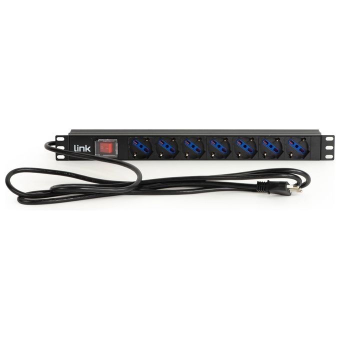 Link Multipresa da Rack 19'' 7 Prese Universali con Interruttore Spina Italiana 16A Cavo 5mt