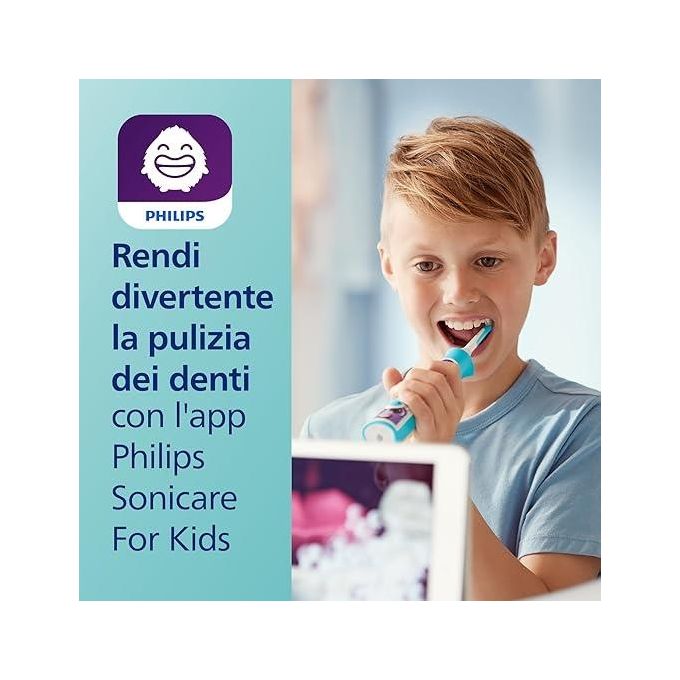 Philips HX6322-04 Sonicare for Kids Spazzolino Elettrico Sonico Ricaricabile con App Bianco
