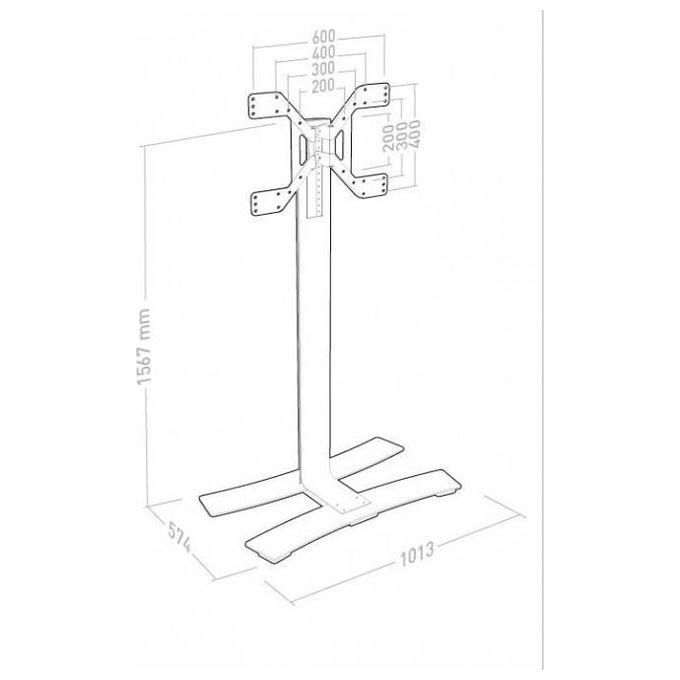 ITB Solution ER039060 Supporto da Pavimento per TV Monitor Compatibilita' VESA 600x400 mm Altezza 1567 mm Capacita' 50 Kg colore Bianco