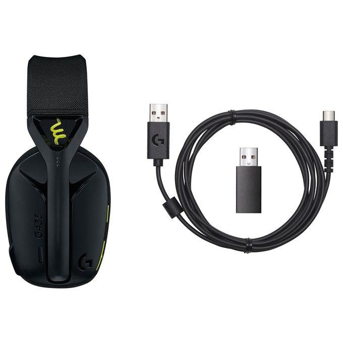 Logitech G G435 Cuffie Gaming Wireless LIGHTSPEED Bluetooth Over Ear Microfono Integrato Beamforming 18h colore Nero Giallo