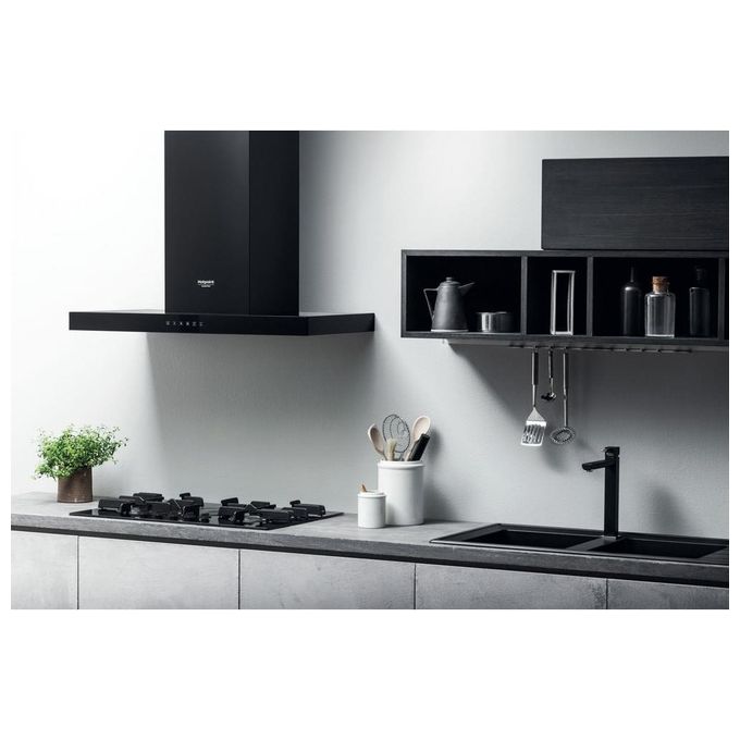 Hotpoint Ariston FTGHG 751 D-HA(BK) Piano Cottura a Gas in Vetro Temperato 5 Fuochi Griglie in Ghisa 75 cm Nero
