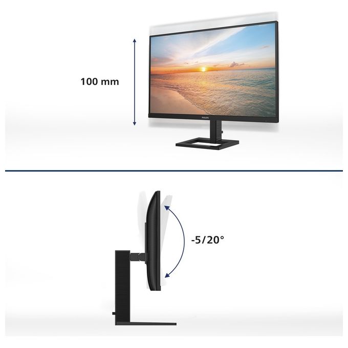 Philips 27E1N1900AE-00 Serie 1000 Monitor PC 27'' 4K Ultra HD IPS LCD 350 cd-m² HDR10 USB-C 65W HDMI 2.0 colore Nero