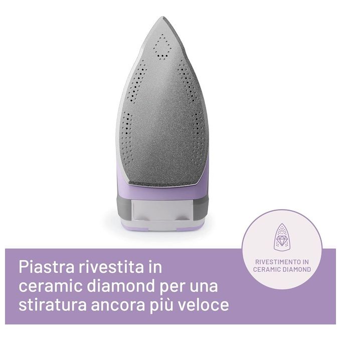 Imetec 9030 Intellifast Ferro da stiro a vapore 2400W Piastra Ceramic Diamond Colpo Vapore 200 g-min Sistema Anticalcare colore Grigio Rosa