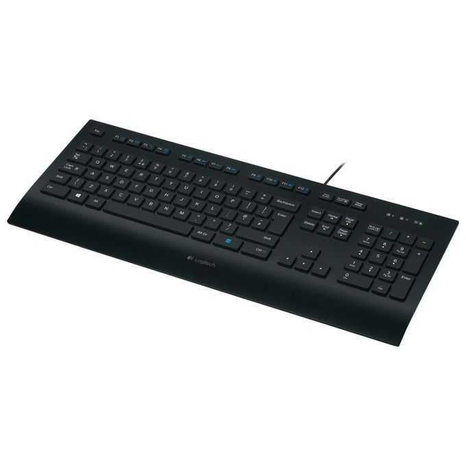 Logitech K280E PRO Tastiera per Business USB QWERTZ Layout Tedesco 104 Tasti Cablata Poggiapolsi colore Nero