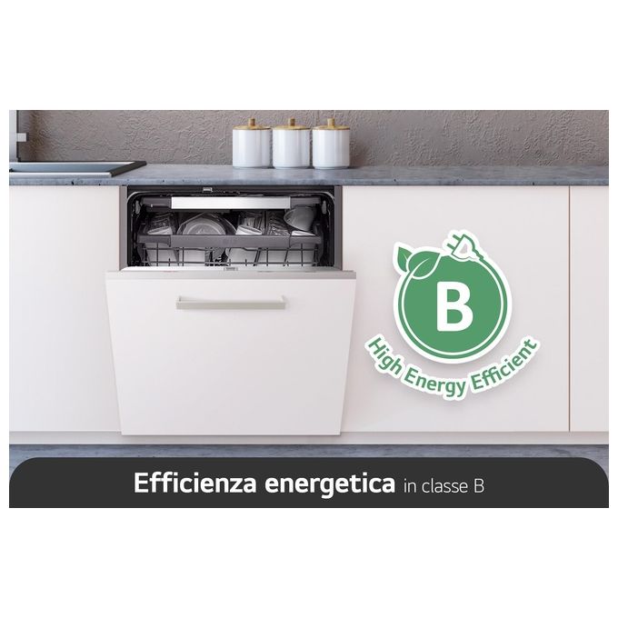 LG DB365TXS QuadWash Lavastoviglie Incasso a Scomparsa Totale 14 coperti Classe B 43 dB TrueSteam Wi-Fi (55x60x82 cm) colore Acciaio Inox