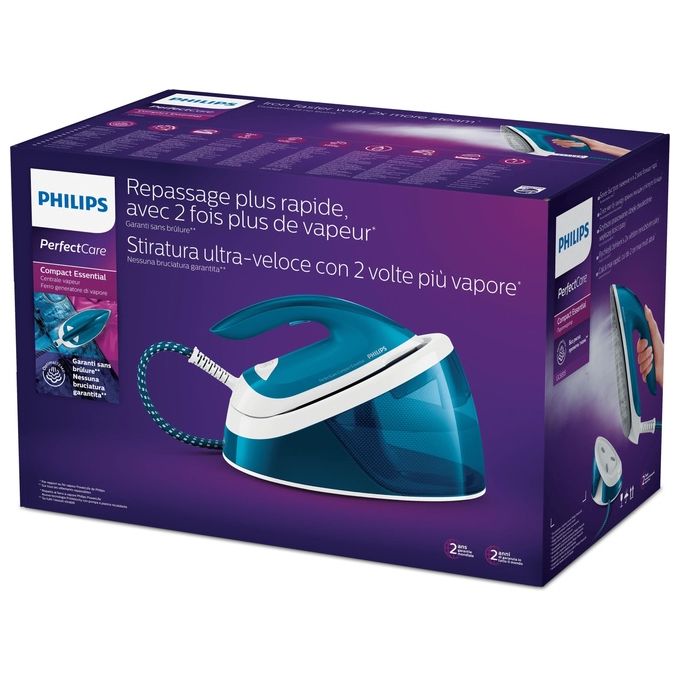 Philips GC6815-20 PerfectCare Compact Essential Ferro da Stiro con Caldaia 2400 W 6 bar 360 g-min serbatoio 1,3 L colore Bianco Blu