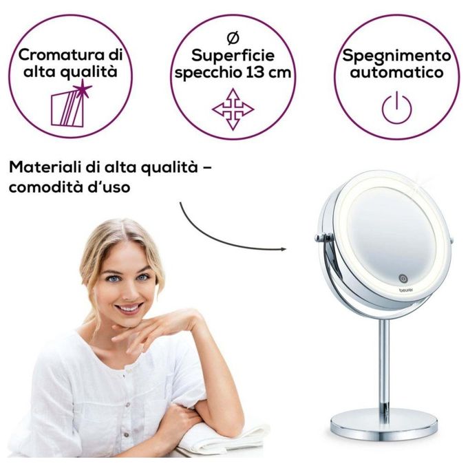 Beurer BS 55 Cosmetico Illuminato con Ingrandimento 7X Cromato