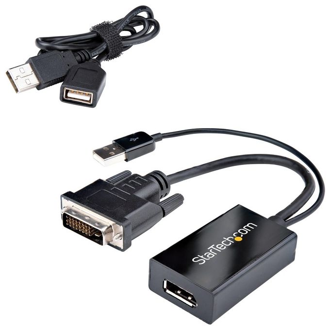 StarTech.com DVI2DP2 Adattatore DVI a DisplayPort Risoluzione 1920x1200 Alimentato USB colore Nero