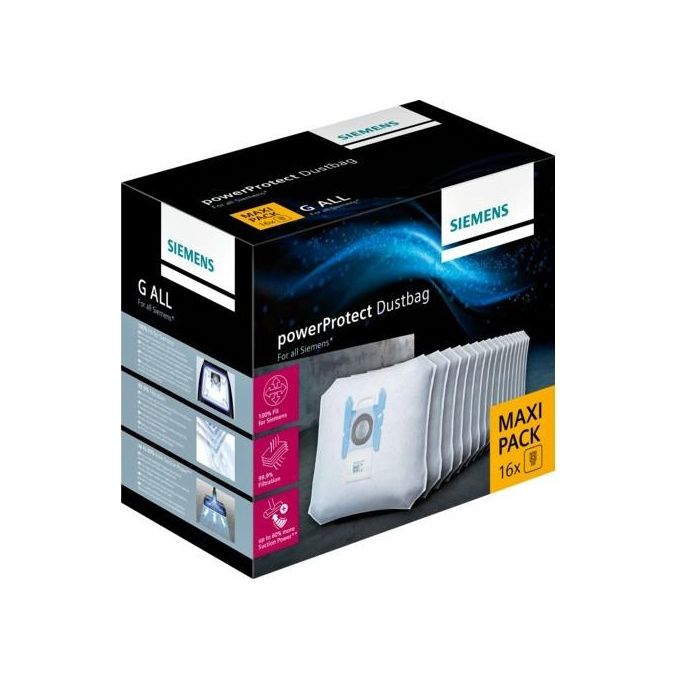 Siemens PowerProtect Universale Sacchetto per la Polvere 16 Pezzi con Chiusura