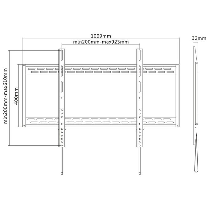 Multibrackets 8823 M Universal Wallmount HD Supporto da Parete Fisso per Schermi 60-100'' fino a 100 Kg VESA 900x600 mm colore Nero