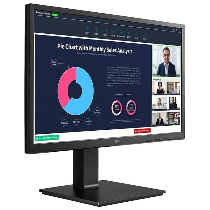 LG 24BP750C-B.AEU Monitor PC 23.8'' Full HD IPS con USB-C Alimentazione 65W Webcam Integrata colore Nero