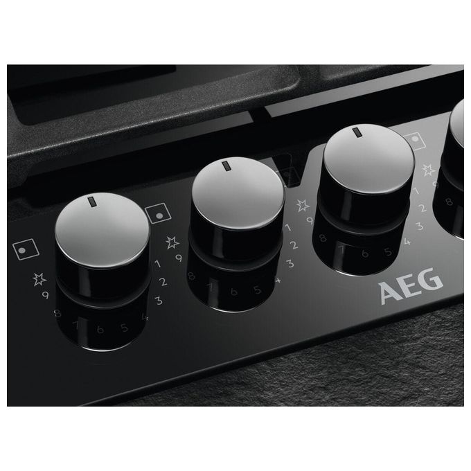 AEG HKB75820NB Serie 6000 Piano cottura Gas su Vetro 75 cm 5 fuochi StepPower Speed Burner colore Nero